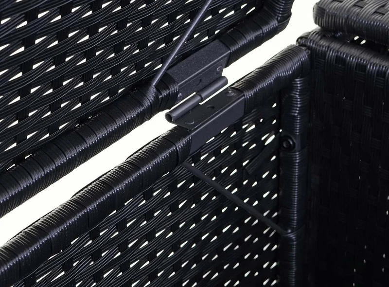 Abri de poubelles extérieur conteneurs à ordures avec couvercle jusqu'à 3 bacs en poly rotin noir 3x120 litres 04_0000952