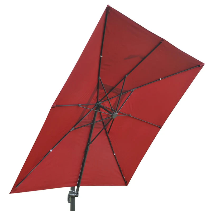 Parasol professionnel restaurant pour jardin terrasse 3x3m (Ø4,24m) polyester aluminium/acier 23kg vert sans pied 04_0003299