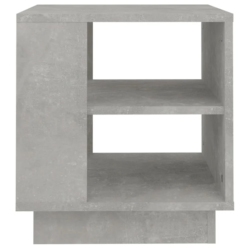Table d’appoint carrée design cubique – finition béton gris – avec 2 étagères – 40 × 40 cm DEC039280