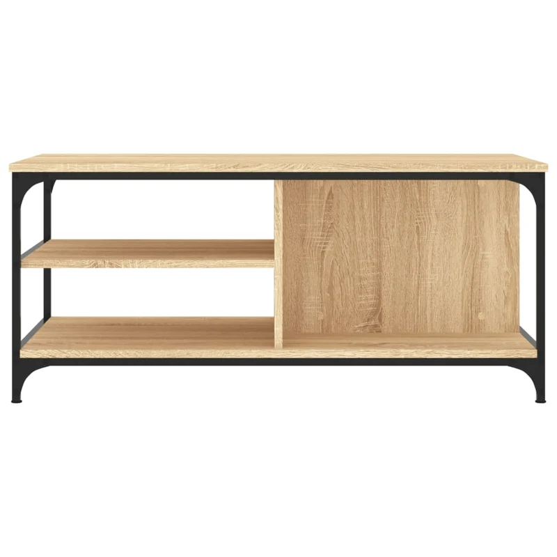 Table basse design moderne et contemporaine 100 x 50 x 45 cm bois d'ingénierie couleur chêne et métal DEC038862