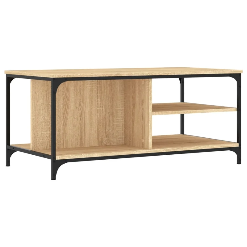 Table basse design moderne et contemporaine 100 x 50 x 45 cm bois d'ingénierie couleur chêne et métal DEC038862
