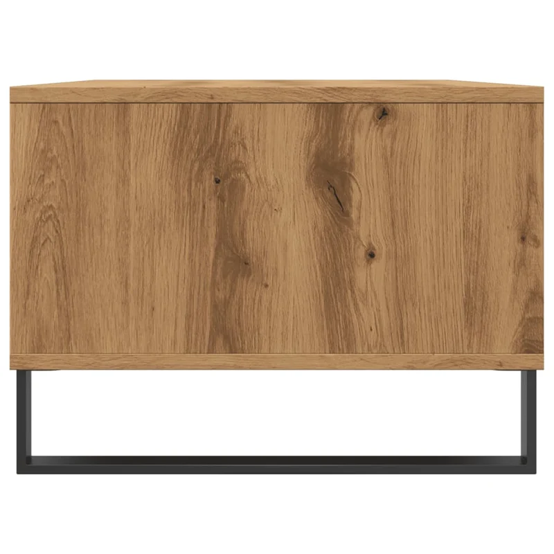 Table basse design moderne et contemporaine avec tiroir et compartiments ouverts 90 x 50 x 36,5 cm bois d'ingénierie couleur chêne et métal DEC038298