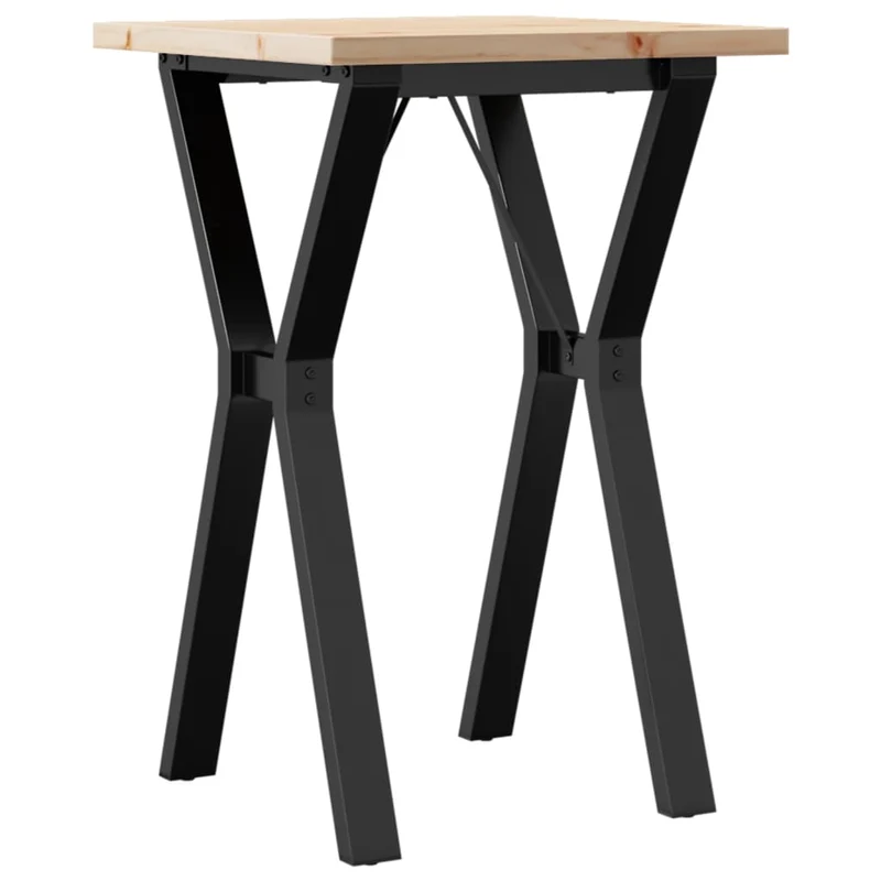 Table de cuisine compacte style industriel – bois de pin massif et métal noir – 50 × 50 cm DEC036833