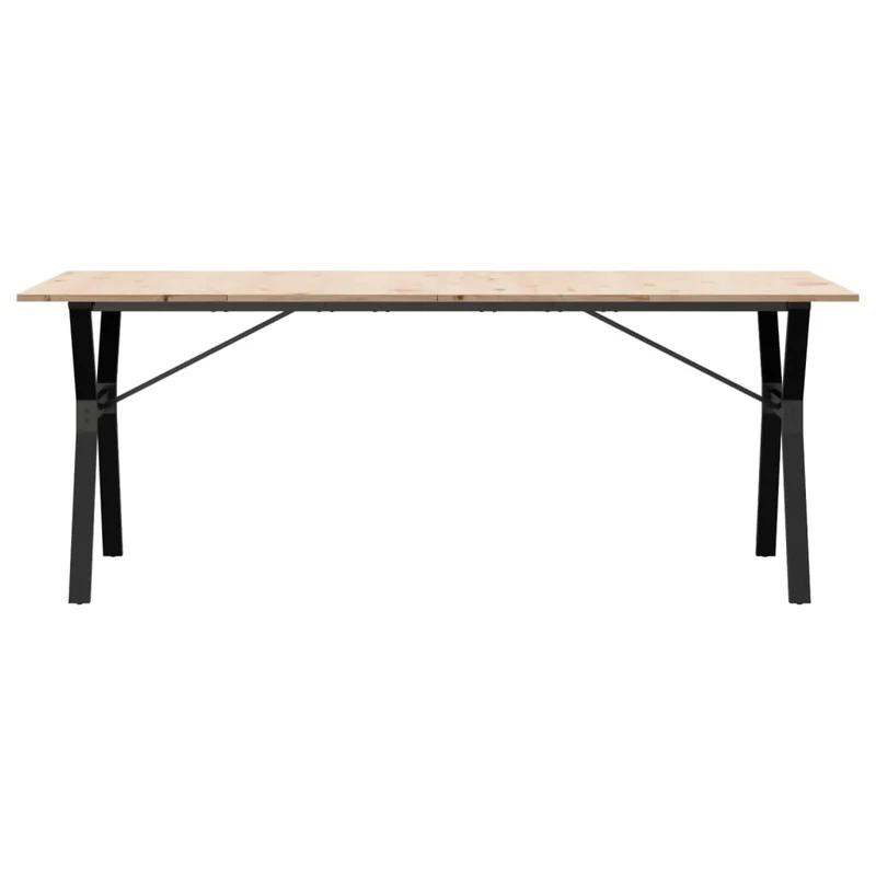 Table de salle à manger design industriel cadre en y 200 x 100 x 75cm bois de pin et acier DEC036831