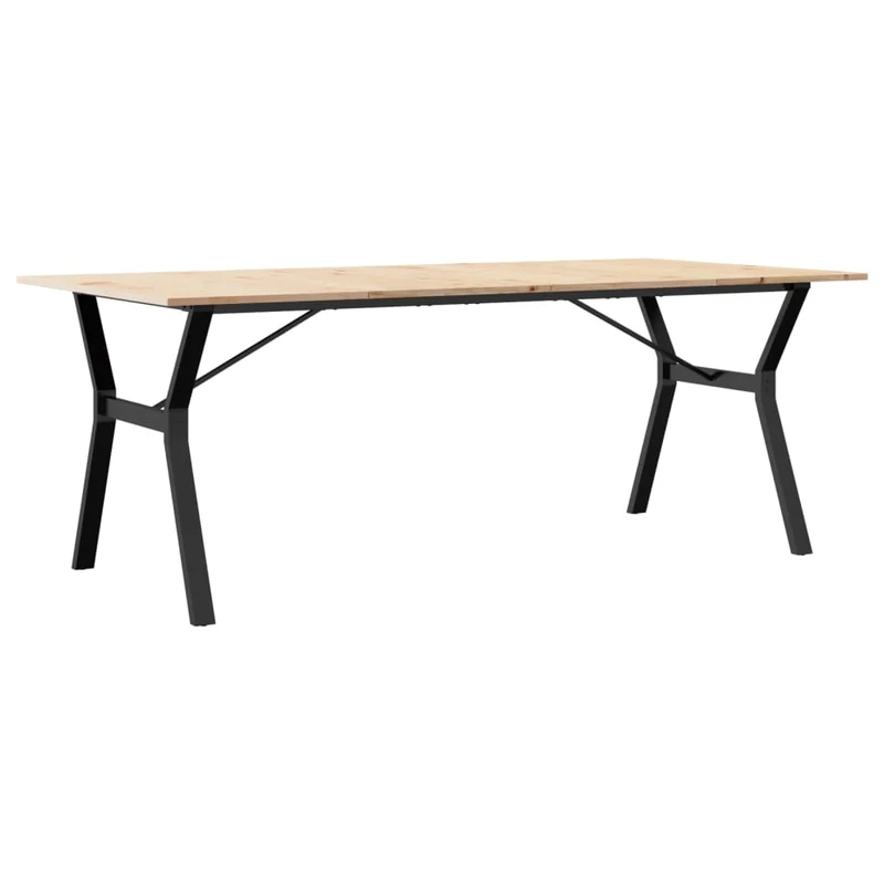 Table de salle à manger design industriel cadre en y 200 x 100 x 75cm bois de pin et acier DEC036831