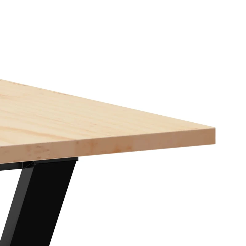 Table de salle à manger design industriel cadre en y 200 x 100 x 75cm bois de pin et acier DEC036831