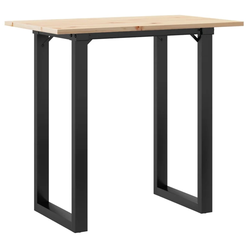 Table de salle à manger design industriel cadre en o 80 x 50 x 75,5cm bois de pin et acier DEC036795