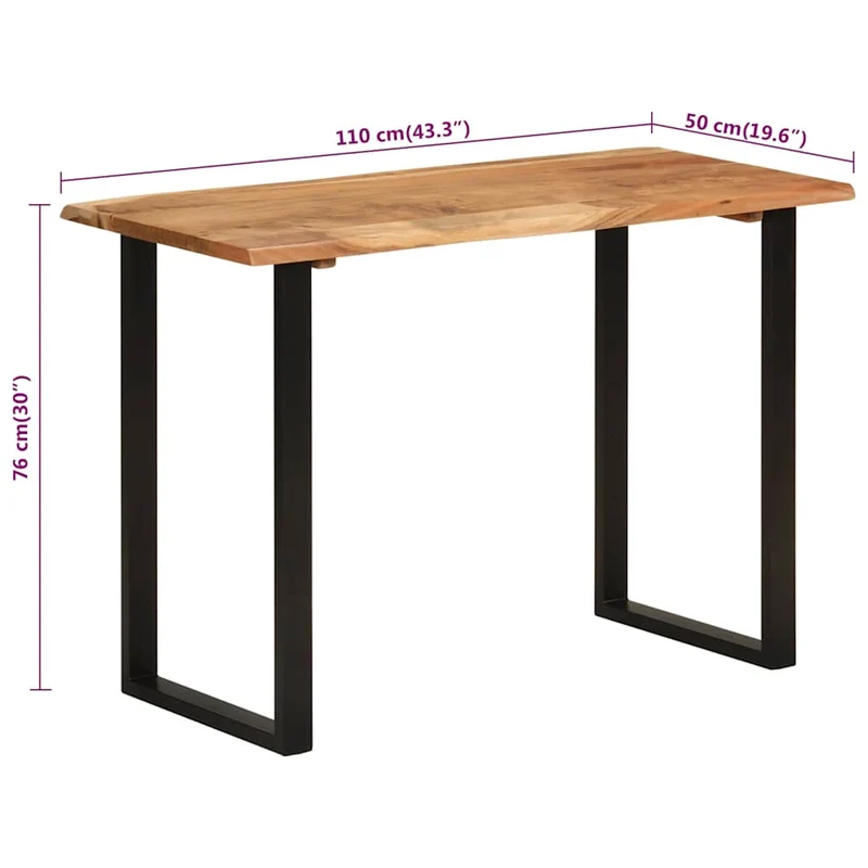 Table de salle à manger design industriel 110 x 50 x 76 cm bois d'acacia et fer DEC036648