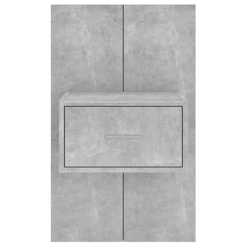 Lot de 2 tables de chevet murales avec tiroirs bois d'ingénierie gris effet béton DEC036078
