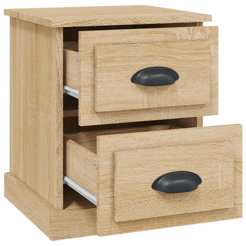 Lot de 2 tables de chevet avec deux tiroirs 39 x 39 x 47,5cm bois ingénierie couleur chêne DEC035874