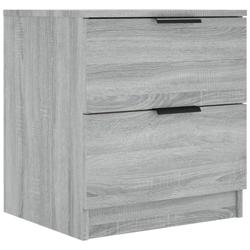 Lot de 2 tables de chevet 45 x 39 x 50 cm avec deux tiroirs en bois d'ingénierie gris DEC035749