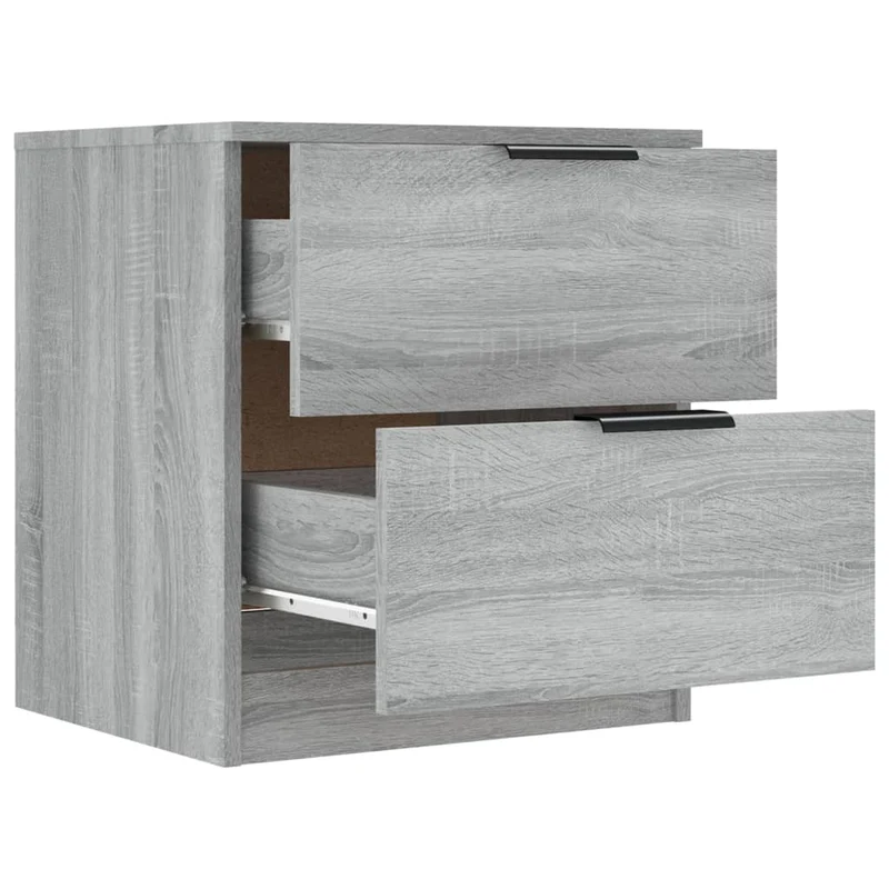 Lot de 2 tables de chevet 45 x 39 x 50 cm avec deux tiroirs en bois d'ingénierie gris DEC035749
