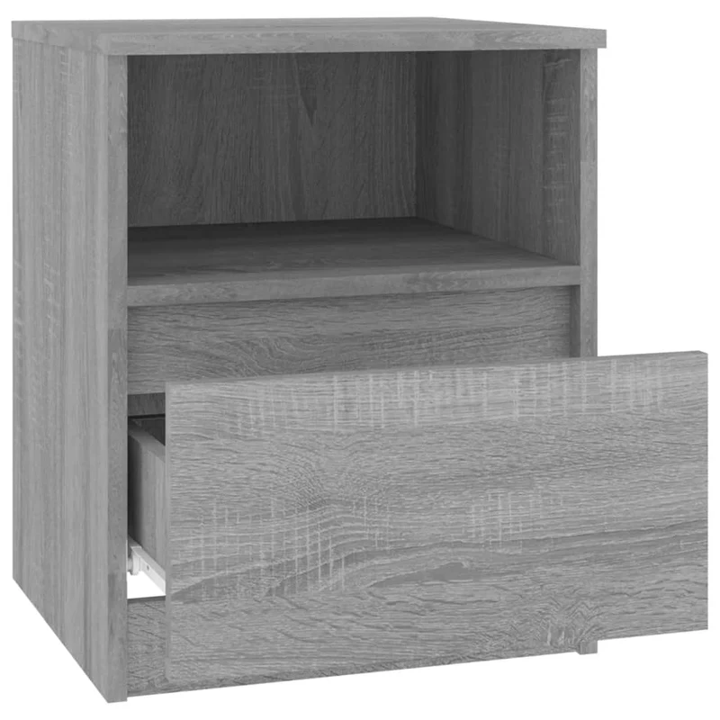 Lot de 2 tables de chevet avec tiroir et compartiment ouvert 40 x 40 x 50cm bois d'ingénierie gris DEC035720