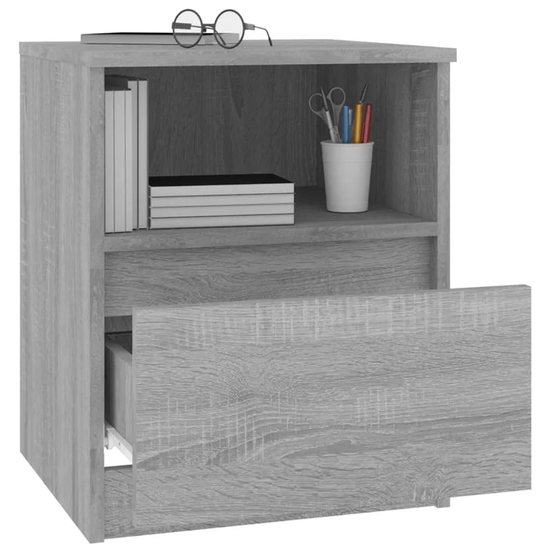Lot de 2 tables de chevet avec tiroir et compartiment ouvert 40 x 40 x 50cm bois d'ingénierie gris DEC035720