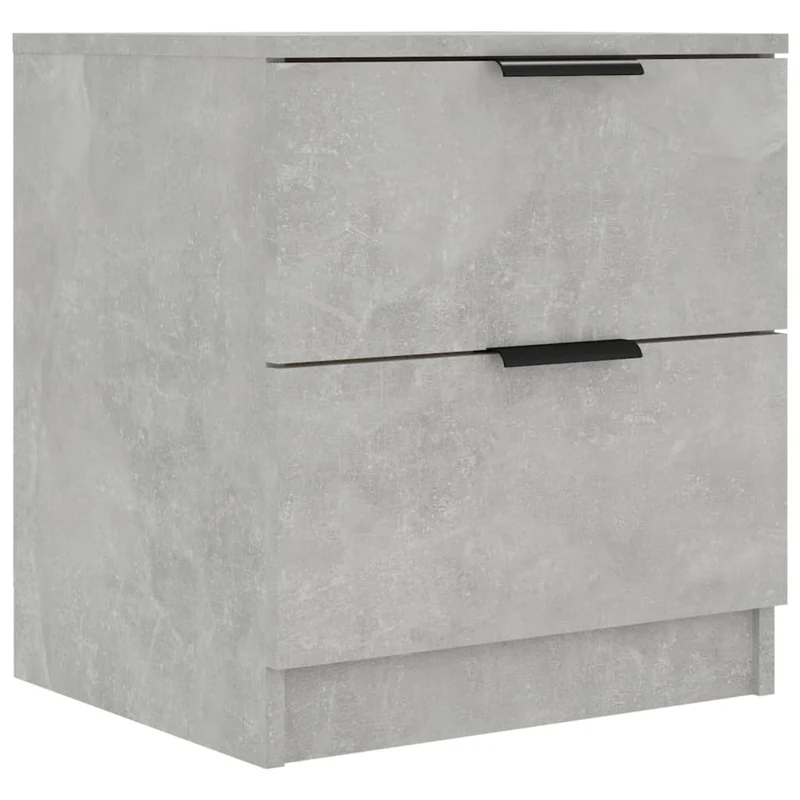 Lot de 2 tables de chevet avec deux tiroris 45 x 39 x 50 cm en bois d'ingénierie gris DEC035407