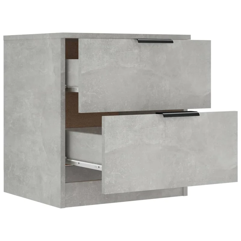 Lot de 2 tables de chevet avec deux tiroris 45 x 39 x 50 cm en bois d'ingénierie gris DEC035407