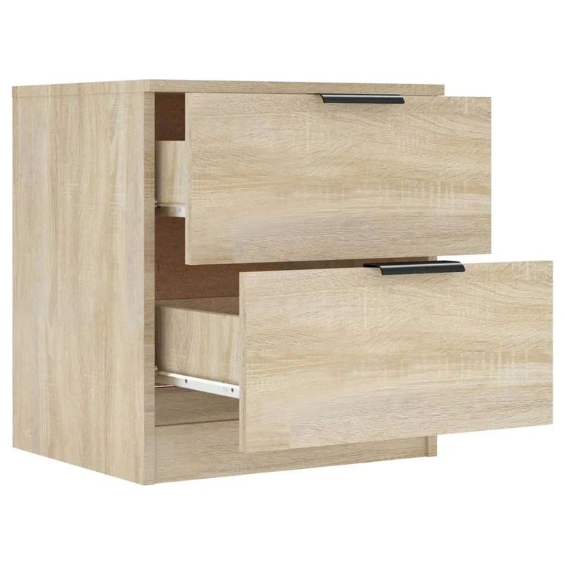 Lot de 2 tables de chevet 45 x 39 x 50 cm avec deux tiroirs en bois d'ingénierie couleur chêne DEC035299