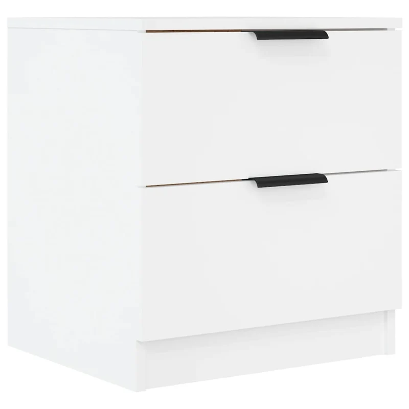 Lot de 2 tables de chevet 45 x 39 x 50 cm avec deux tiroris en bois d'ingénierie blanc DEC034983