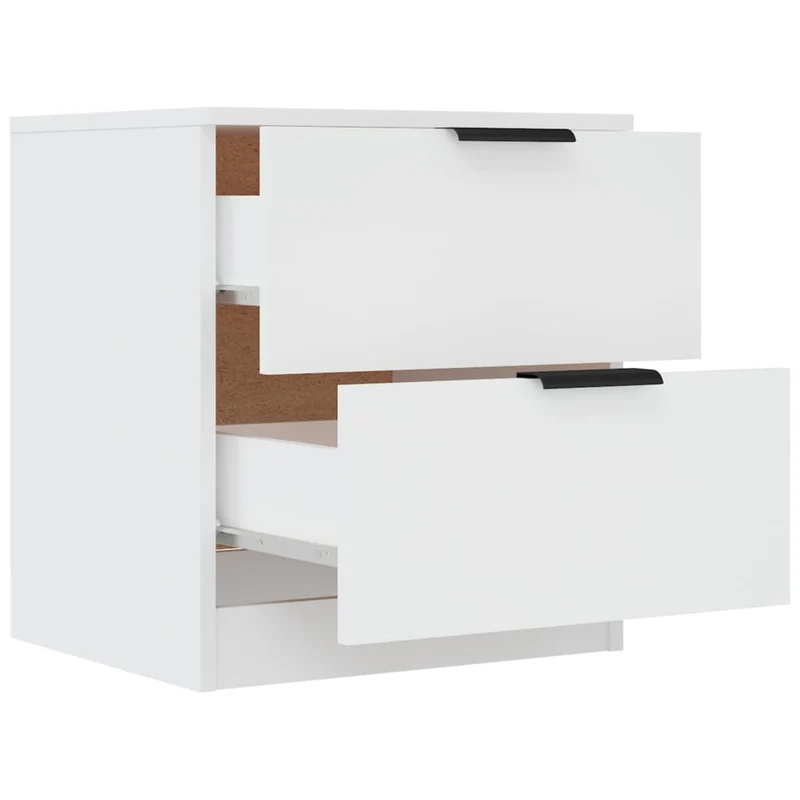 Lot de 2 tables de chevet 45 x 39 x 50 cm avec deux tiroris en bois d'ingénierie blanc DEC034983