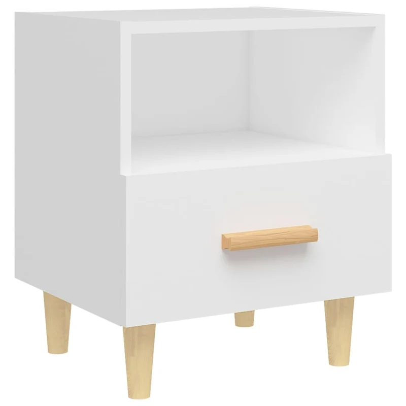 Lot de 2 tables de chevet avec tiroir et compartiment ouvert 40 x 35 x 47 cm bois d'ingénierie blanc DEC034910