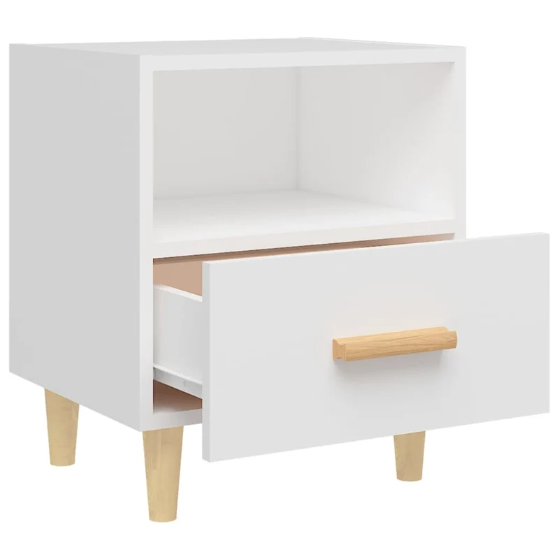 Lot de 2 tables de chevet avec tiroir et compartiment ouvert 40 x 35 x 47 cm bois d'ingénierie blanc DEC034910