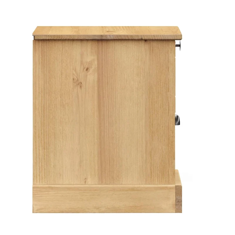 Table de chevet avec deux tiroirs 42 x 35 x 42 cm bois de pin et MDF couleur chêne DEC034719