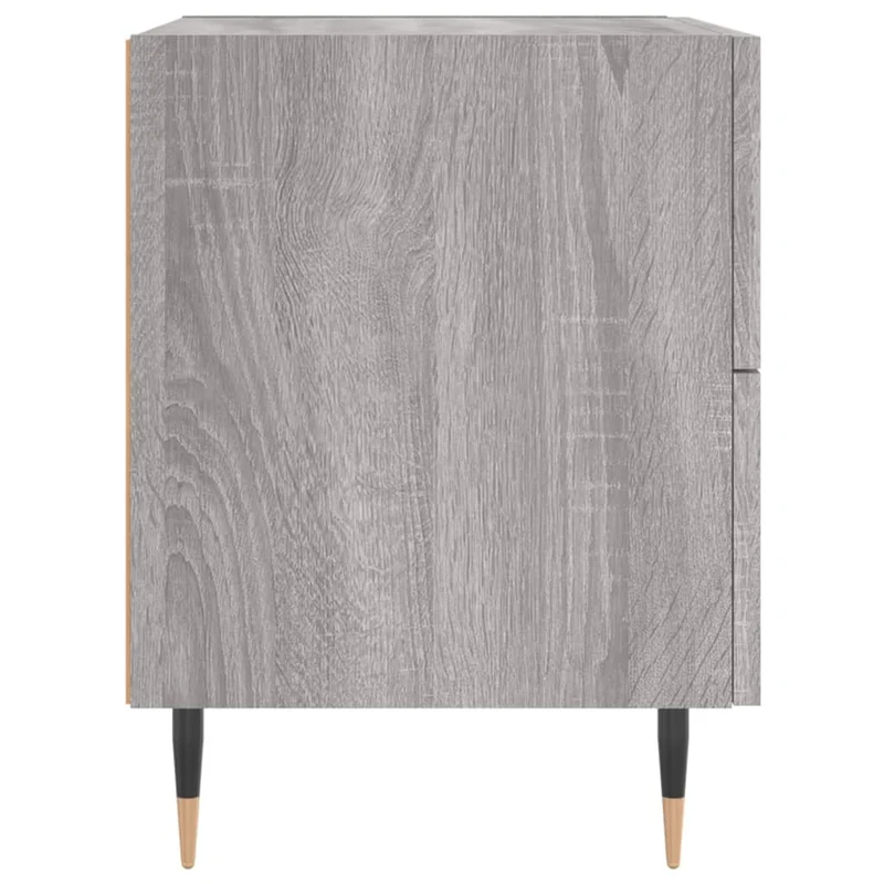 Table de chevet avec deux tiroirs 40 x 35 x 47,5 cm bois d’ingénierie couleur gris et fer DEC034612