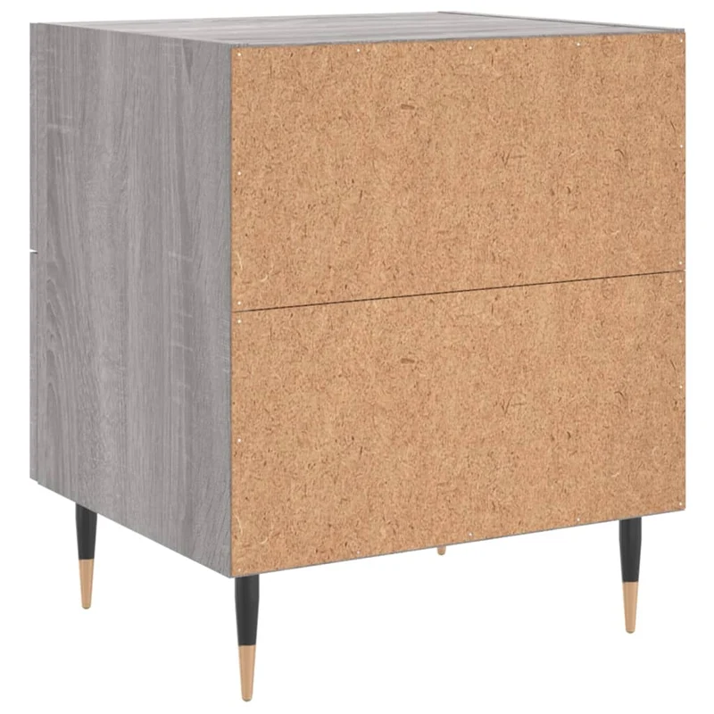 Table de chevet avec deux tiroirs 40 x 35 x 47,5 cm bois d’ingénierie couleur gris et fer DEC034612