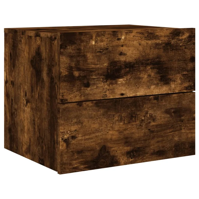 Table de chevet murale flottante avec LED RVB – finition chêne fumé – design contemporain DEC034171