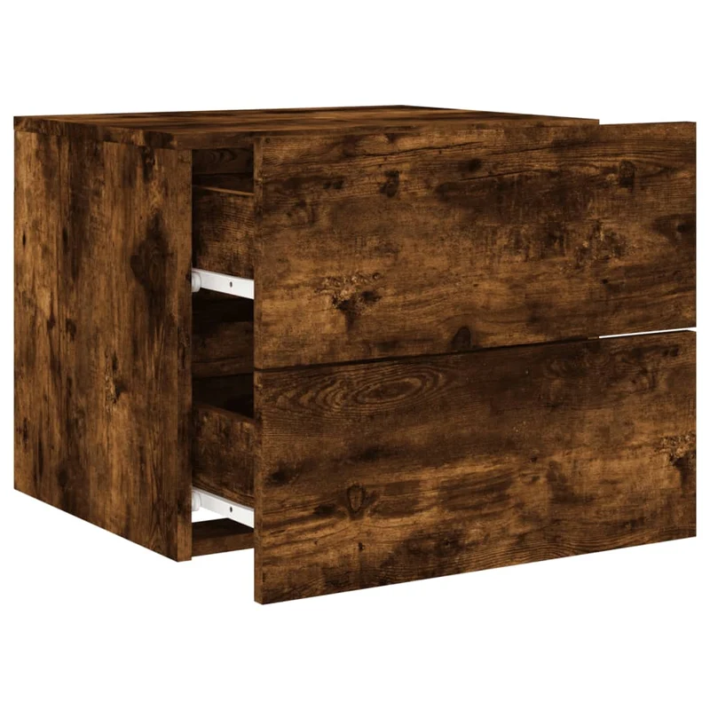 Table de chevet murale flottante avec LED RVB – finition chêne fumé – design contemporain DEC034171