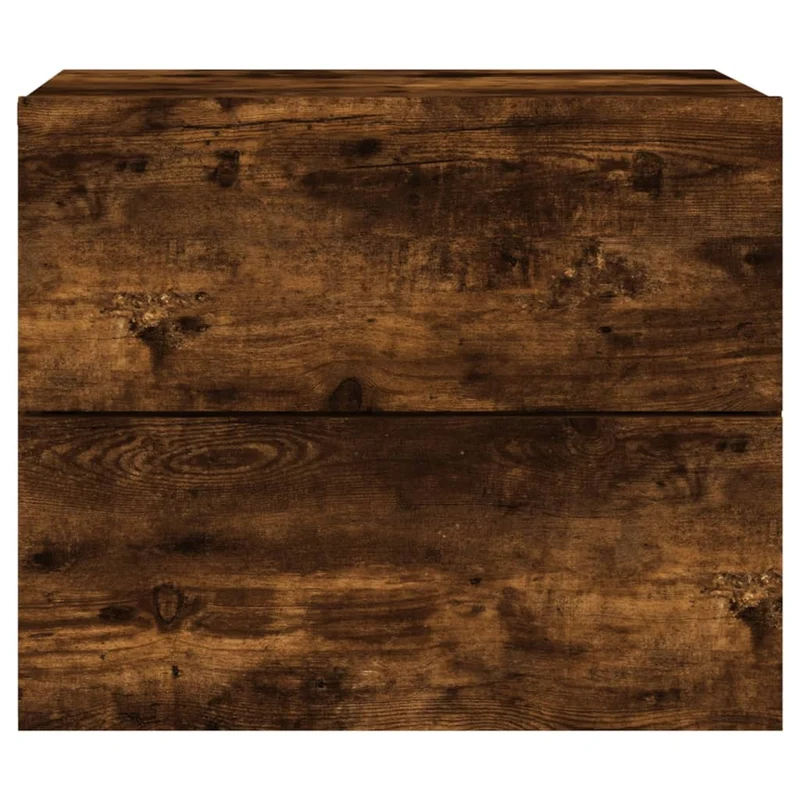 Table de chevet murale flottante avec LED RVB – finition chêne fumé – design contemporain DEC034171