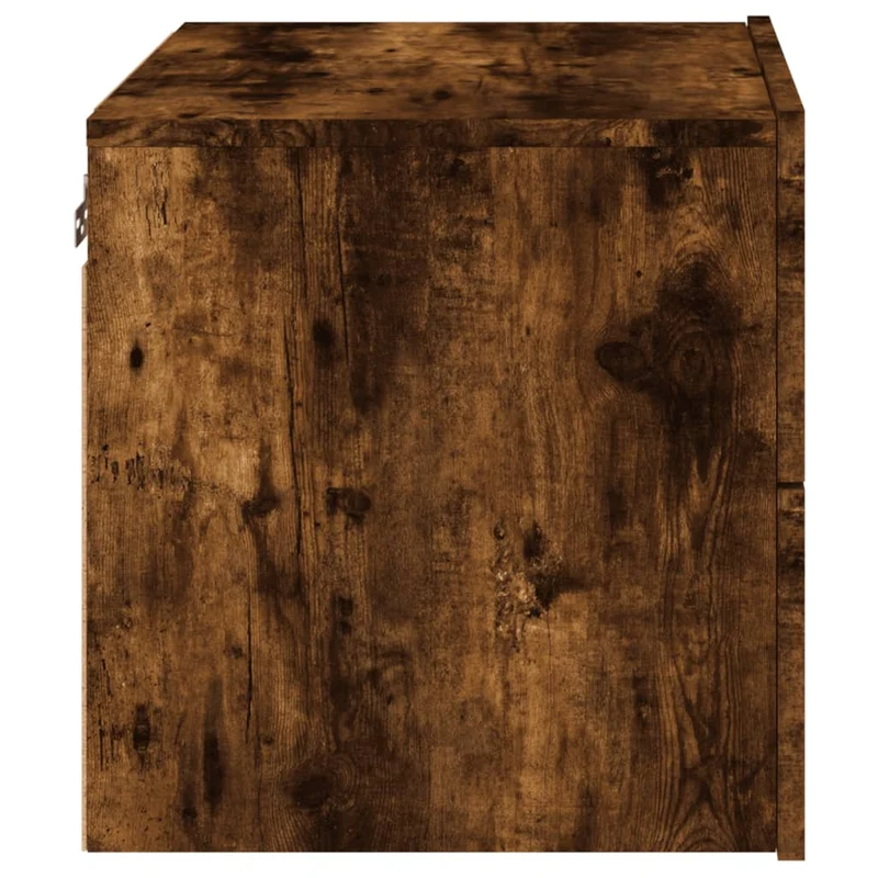 Table de chevet murale flottante avec LED RVB – finition chêne fumé – design contemporain DEC034171