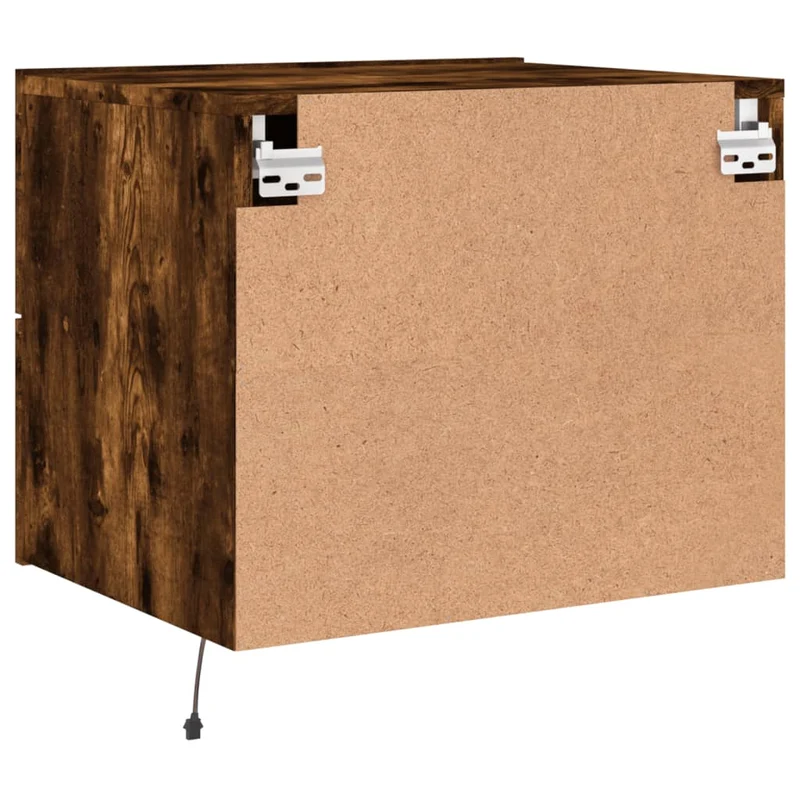 Table de chevet murale flottante avec LED RVB – finition chêne fumé – design contemporain DEC034171