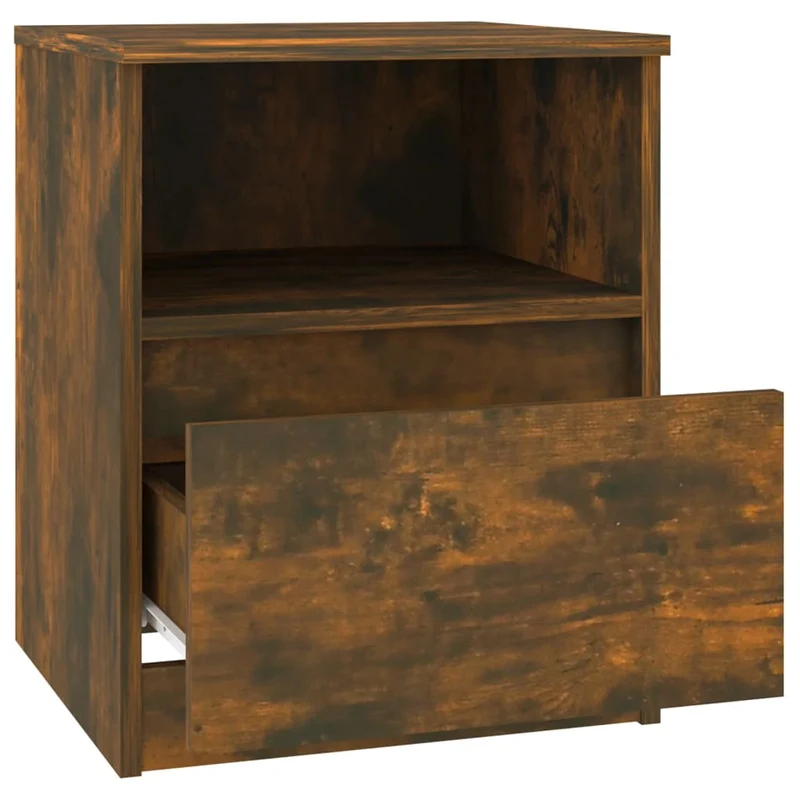 Table de chevet avec compartiment et tiroir 40 x 40 x 50 cm bois d'ingénierie couleur chêne fumé DEC033609