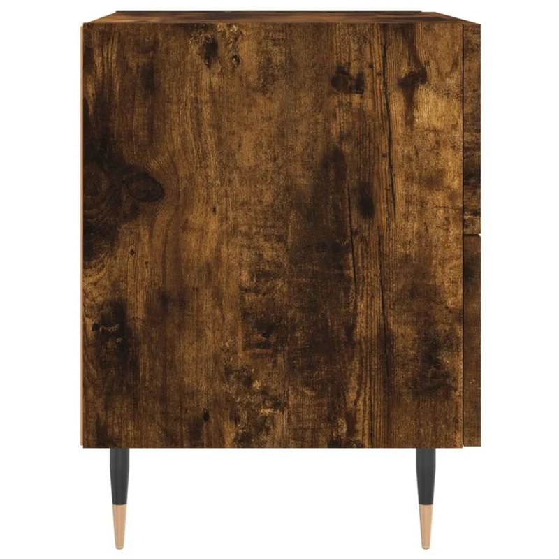 Lot de 2 tables de chevet avec deux tiroirs 40 x 35 x 47,5 cm bois d’ingénierie chêne fumé et fer DEC033570