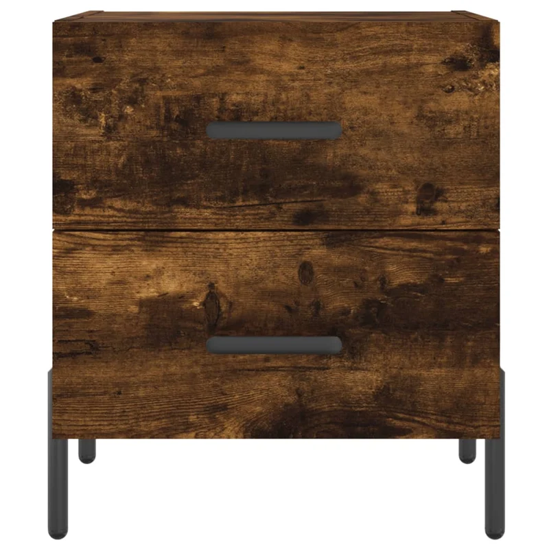 Table de chevet avec deux tiroirs 40 x 35 x 47,5 cm bois d’ingénierie couleur chêne fumé DEC033569