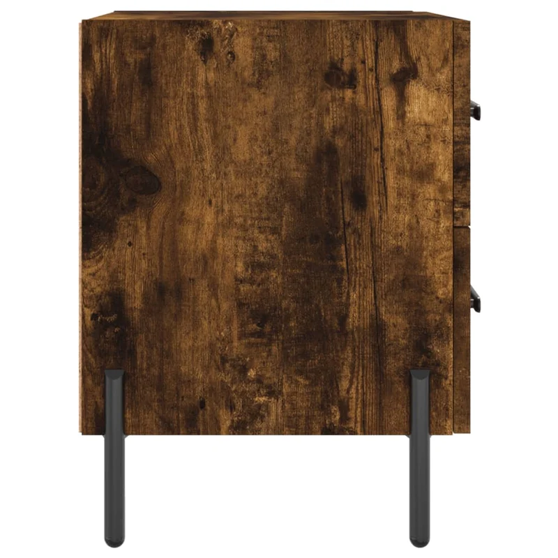 Table de chevet avec deux tiroirs 40 x 35 x 47,5 cm bois d’ingénierie couleur chêne fumé DEC033569