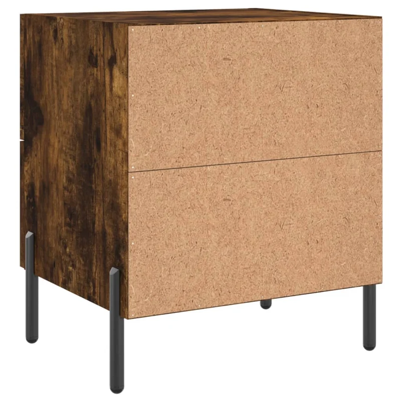 Table de chevet avec deux tiroirs 40 x 35 x 47,5 cm bois d’ingénierie couleur chêne fumé DEC033569