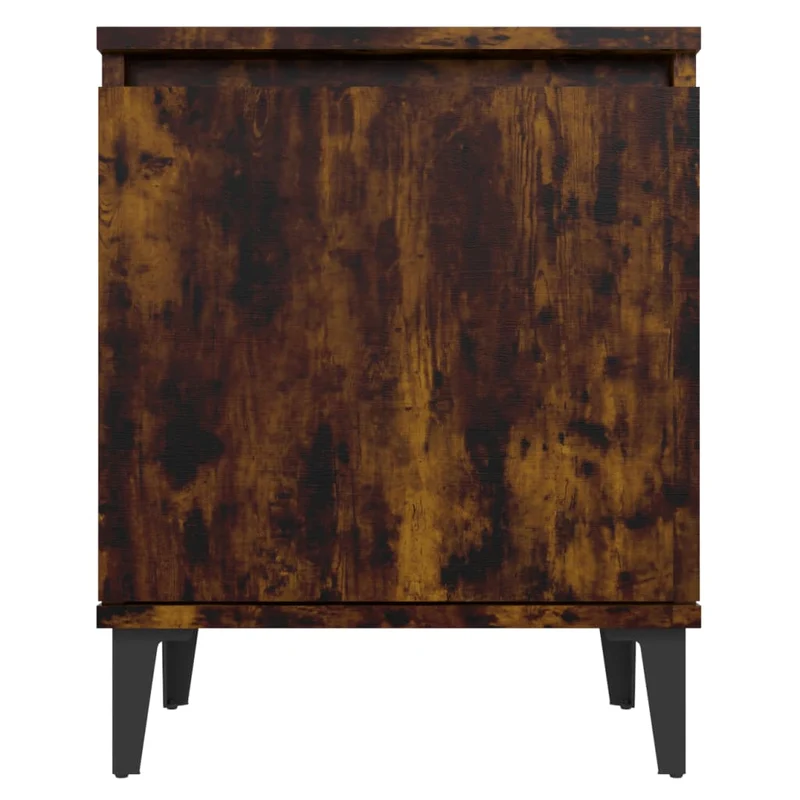 Table de chevet compartiment avec porte avec pieds en métal 40 x 30 x 50 cm bois d'ingénierie couleur chêne fumé DEC033235