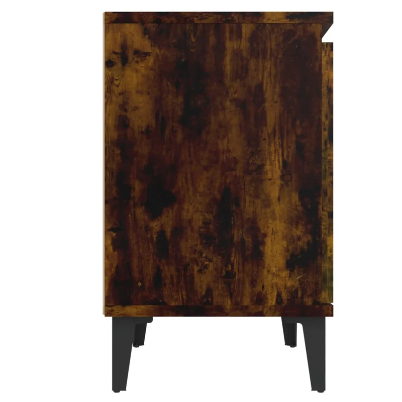 Table de chevet compartiment avec porte avec pieds en métal 40 x 30 x 50 cm bois d'ingénierie couleur chêne fumé DEC033235