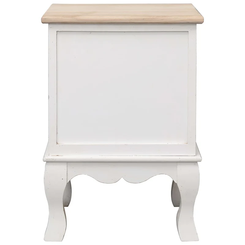 Lot de 2 tables de chevet avec deux tiroirs 35 x 30 x 50 cm bois de paulownia blanc et teinte chêne clair DEC032753