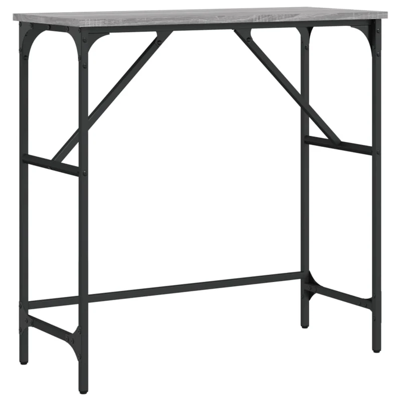 Console d’entrée design industriel – 75 x 32 x 75 cm bois d'ingénierie couleur gris béton pieds métal DEC032241