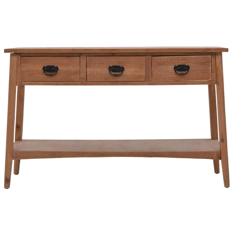 Table console avec 3 tiroirs et 1 étagère 126 x 40 x 77,5 cm bois de sapin massif MDF et acier DEC031744