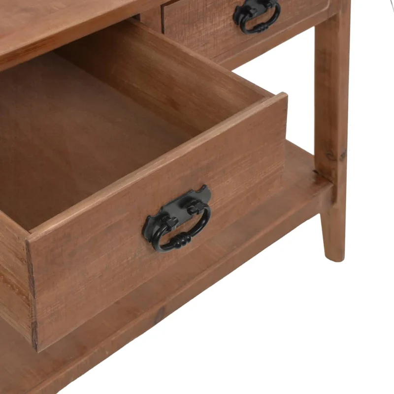 Table console avec 3 tiroirs et 1 étagère 126 x 40 x 77,5 cm bois de sapin massif MDF et acier DEC031744