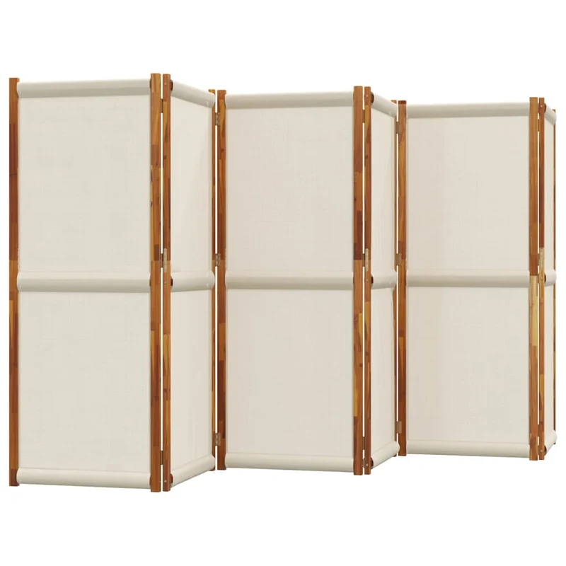 Paravent cloison de séparation pliable en bois d’acacia 420 x 180 cm – gris clair – intérieur & extérieur DEC031075