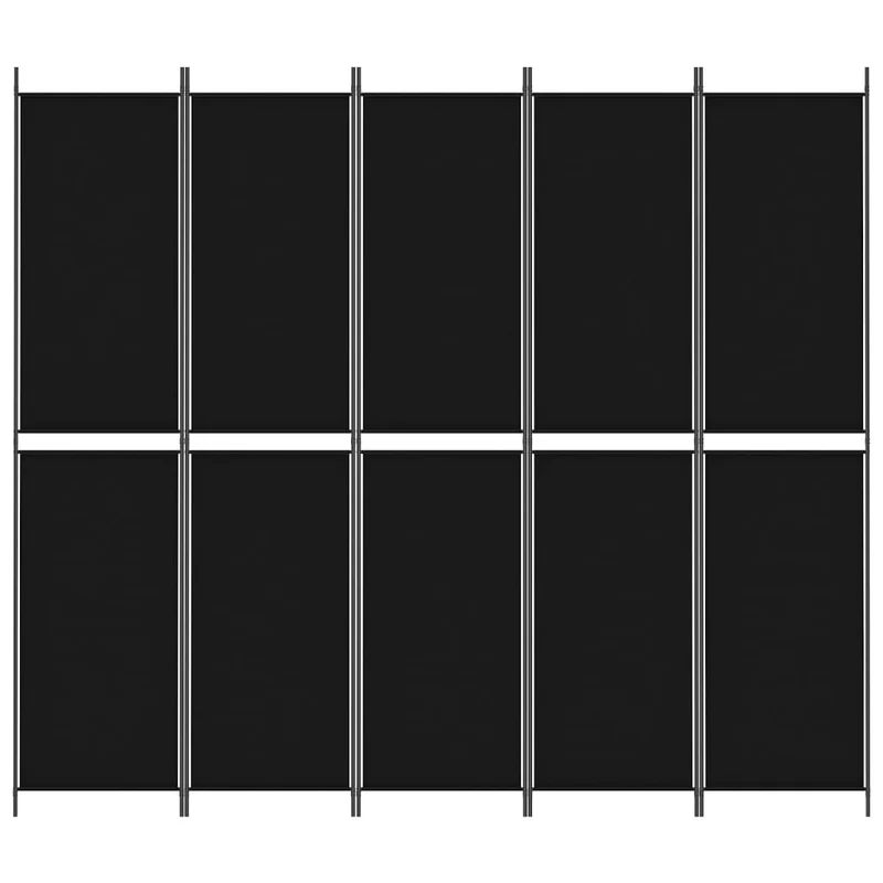 Cloison de séparation pliable noire design contemporain – tissu et métal – 250 × 220 cm DEC031016