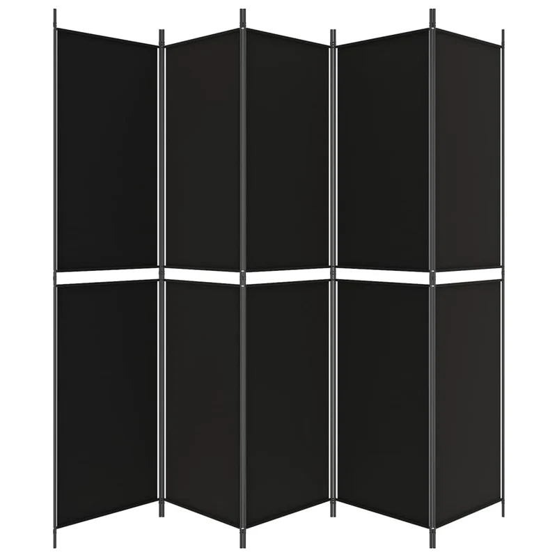 Cloison de séparation pliable noire design contemporain – tissu et métal – 250 × 220 cm DEC031016