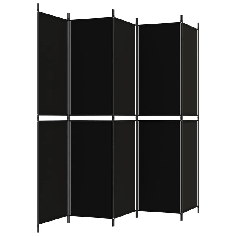 Cloison de séparation pliable noire design contemporain – tissu et métal – 250 × 220 cm DEC031016