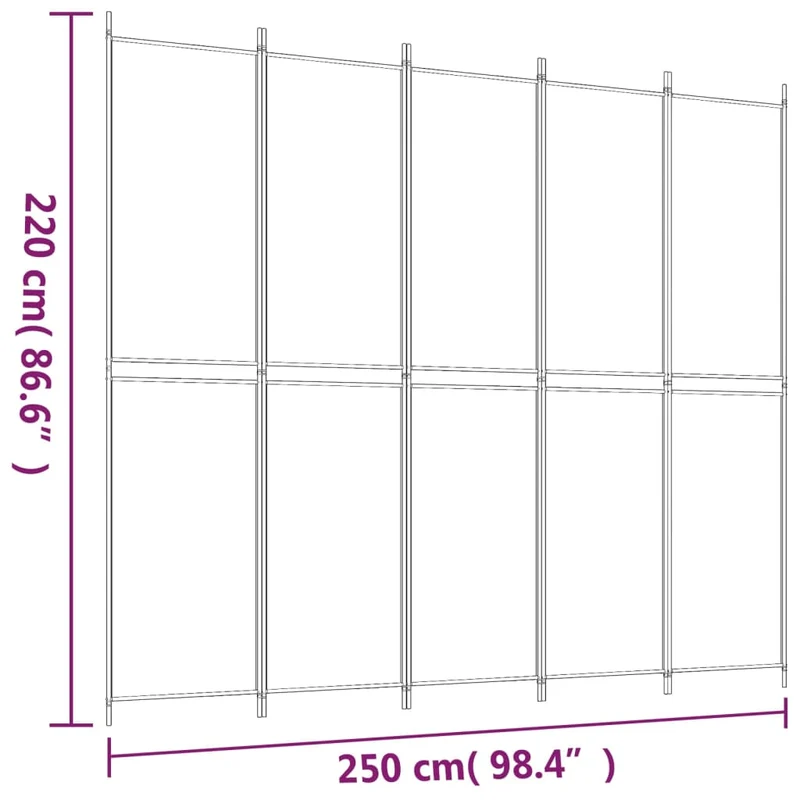 Cloison de séparation pliable noire design contemporain – tissu et métal – 250 × 220 cm DEC031016