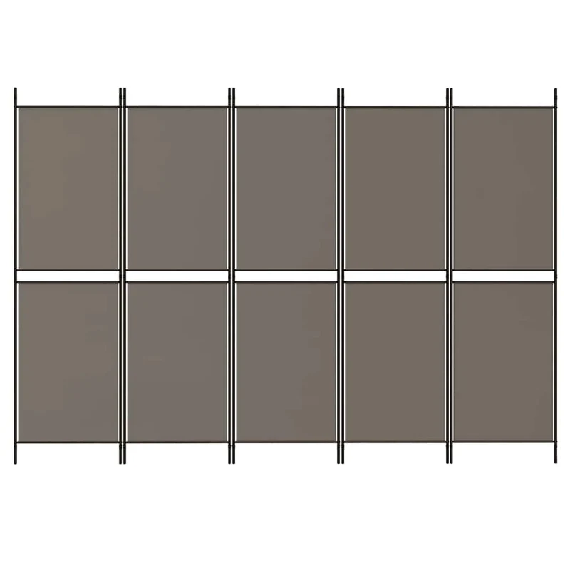 Cloison de séparation pliable anthracite design contemporain – tissu et métal – 250 × 200 cm DEC030931